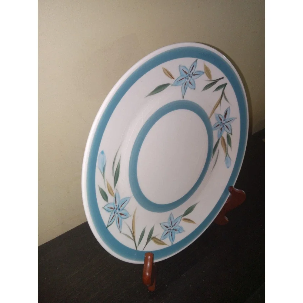 Vtg Colorstone Japan Balalaika 4203 Dinner Plate Blue Teal Floral 10.5
